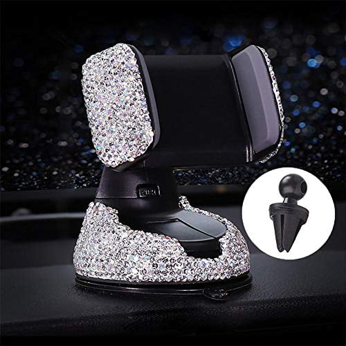 White Bling Crystal Car Phone Mount,Car Phone Holder Adjustable Universal,Strong Sticky Dashboard Car Air Vent Phone Mount Dashboard Cell Phone Holder White Bling Crystal Car Phone Mount,Car Phone Holder Adjustable Universal,Strong Sticky Dashboard Car Air Vent Phone Mount Dashboard Cell Phone Holder